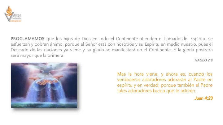 Lámina 4 de las proclamas del Altar Mundial de Adoración 24/7