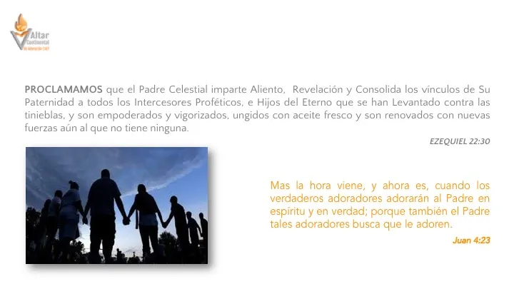 Lámina 5 de las proclamas del Altar Mundial de Adoración 24/7