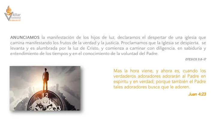 Lámina 7 de las proclamas del Altar Mundial de Adoración 24/7